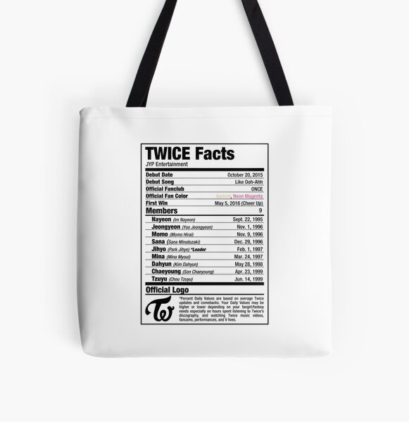 TWICE Kpop Nutritional Facts All Over Print Tote Bag RB0809 product Offical twice Merch